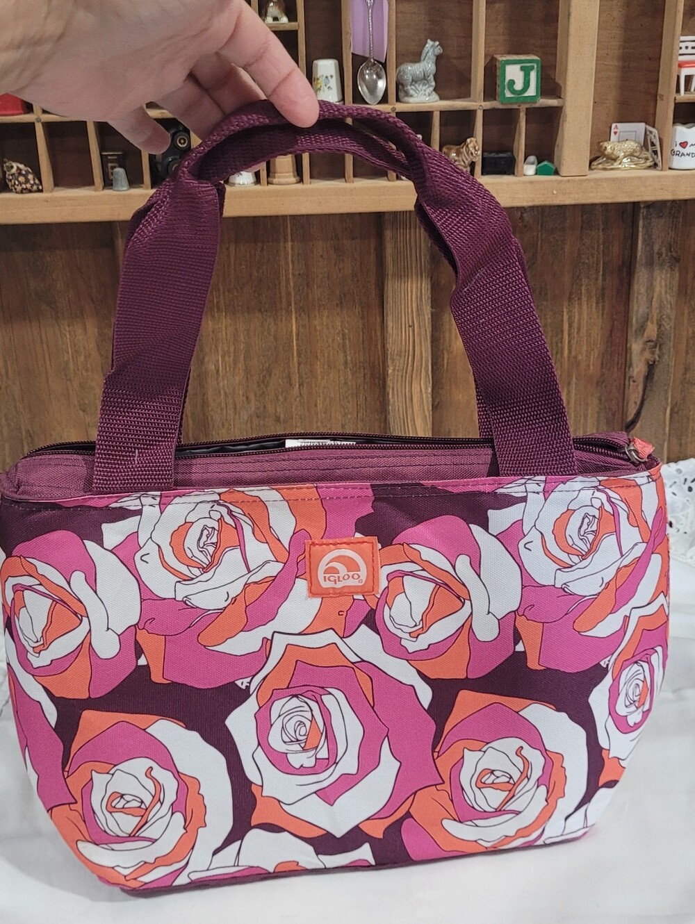 Igloo Floral Insulated Lunch Tote - Plum Pink